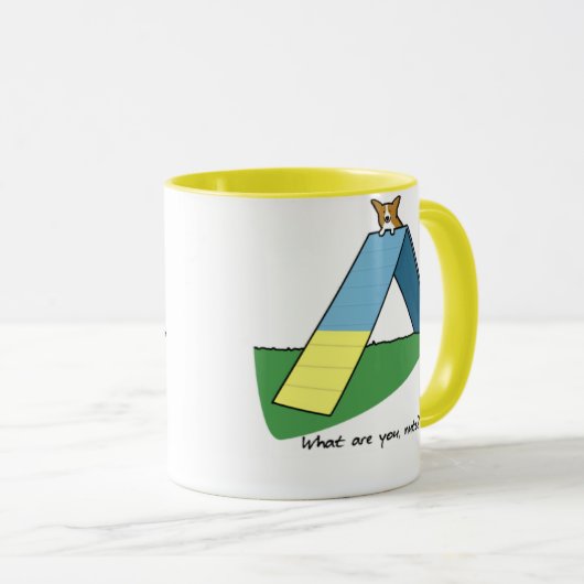 おもしろいなフレームの敏捷のコーギーのマグ マグカップ (正面右)