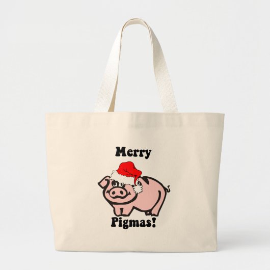 おもしろいなブタのクリスマス ラージトートバッグ (正面)