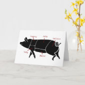 おもしろいなブタの肉屋の図表図表 カード (黄色い花)