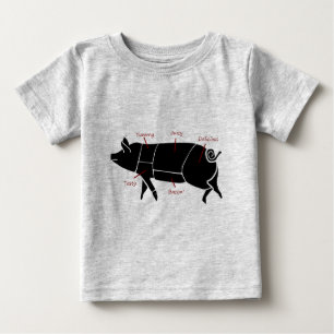 おもしろいなブタの肉屋の図表図表 ベビーTシャツ