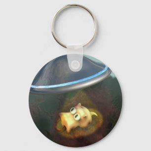 おもしろいなブタUFOの外転Keychain キーホルダー