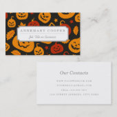 おもしろいなブラウンおよびオレンジハロウィンのカボチャパターン 名刺 (正面/裏面)