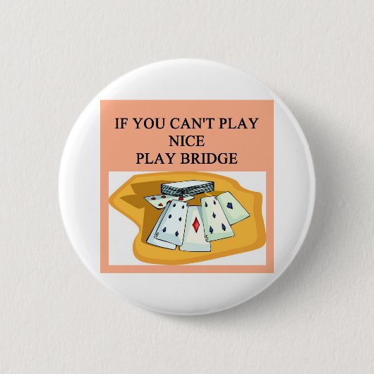 おもしろいなブリッジ・プレーヤーの冗談のデザイン 缶バッジ (正面)