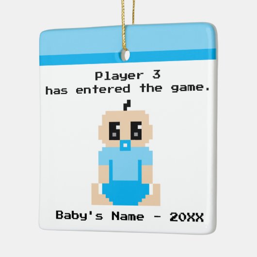 おもしろいなベビーの初めてのクリスマスのビデオゲームのオーナメント セラミックオーナメント (左)