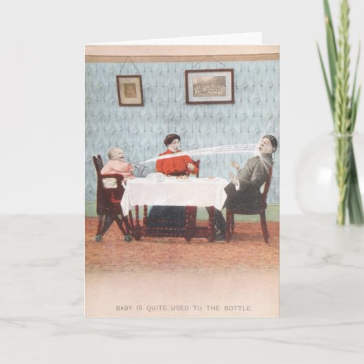 おもしろいなベビーの天然発泡ミネラルウォーターのボトルのヴィンテージの父の日 カード (正面)