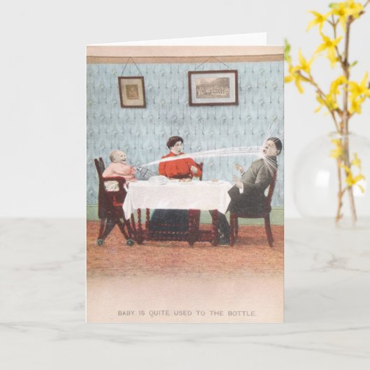 おもしろいなベビーの天然発泡ミネラルウォーターのボトルのヴィンテージの父の日 カード (黄色い花)