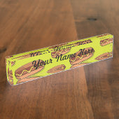 おもしろいなホットドッグの食糧デザイン デスクネームプレート (側面)