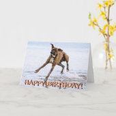 おもしろいなボクサー犬のバースデー・カード カード (黄色い花)