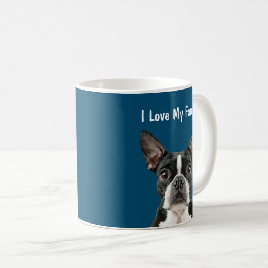 おもしろいなボストンテリアのマグ コーヒーマグカップ (正面右)