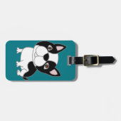 おもしろいなボストンテリアの小犬の漫画 ラゲッジタグ (正面横)