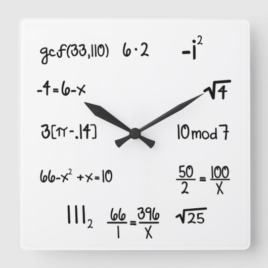 おもしろいなポップ・アートのなクイズの数学の天才 スクエア壁時計 (正面)