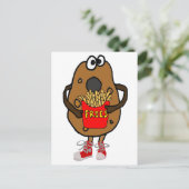 おもしろいなポテトの食べ物のフライドポテトの漫画 ポストカード (スタンド正面)