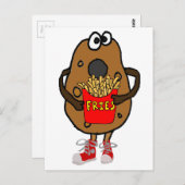 おもしろいなポテトの食べ物のフライドポテトの漫画 ポストカード (正面/裏面)