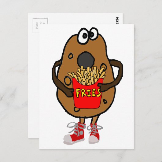 おもしろいなポテトの食べ物のフライドポテトの漫画 ポストカード (正面/裏面)