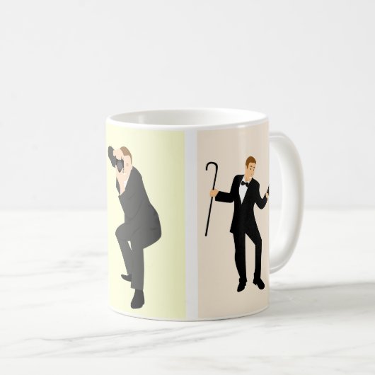 おもしろいなメンズは、ハンサムなメンズギフトのおはよう襲います コーヒーマグカップ (正面右)