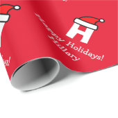 おもしろいなモノグラムが付いている赤いクリスマスの包装紙 ラッピングペーパー (ロールコーナー)