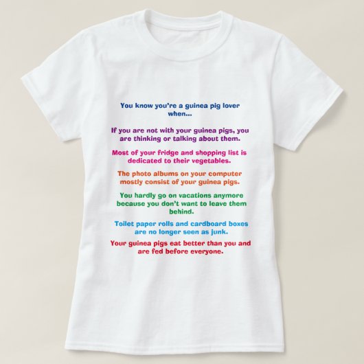 おもしろいなモルモットのワイシャツ Tシャツ (デザイン正面)