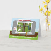 おもしろいなモンキービジネスの第90バースデー・カード カード (黄色い花)