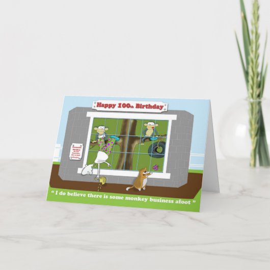 おもしろいなモンキービジネスの100thバースデー・カード カード (正面)