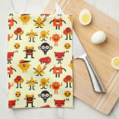 おもしろいなモンスターパターン キッチンタオル (四つ折り)