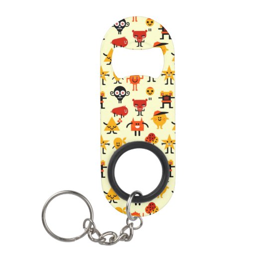 おもしろいなモンスターパターン キーホルダー栓抜き (正面)