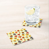 おもしろいなモンスターパターン スクエアペーパーコースター (インサイチュ)