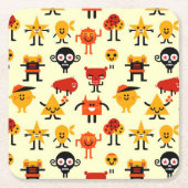 おもしろいなモンスターパターン スクエアペーパーコースター (正面)