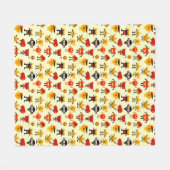 おもしろいなモンスターパターン フリースブランケット (正面(横))