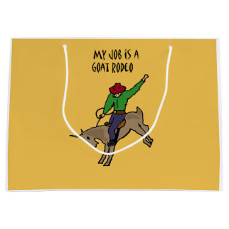 おもしろいなヤギのロデオの仕事のユーモアの漫画 ラージペーパーバッグ