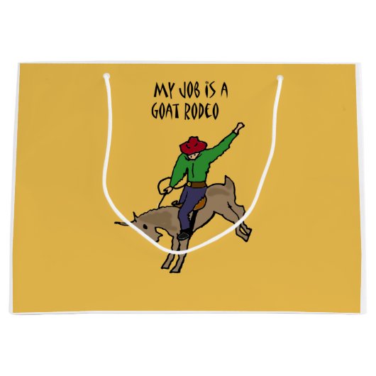 おもしろいなヤギのロデオの仕事のユーモアの漫画 ラージペーパーバッグ (正面)