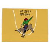 おもしろいなヤギのロデオの仕事のユーモアの漫画 ラージペーパーバッグ (裏面)