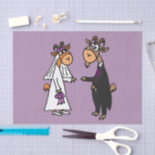 おもしろいなヤギの新郎新婦の結婚式 薄葉紙 (クラフト)