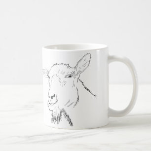 おもしろいなヤギラインスケッチの動物の芸術のデザイン コーヒーマグカップ