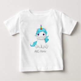 おもしろいなユニコーン及び魔法パーソナライズなユニコーン ベビーTシャツ