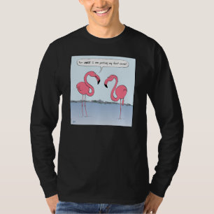 おもしろいなユーモアのあるなピンクのフラミンゴの漫画 Tシャツ