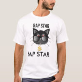おもしろいなラップ・スター猫のTシャツ Tシャツ (正面)
