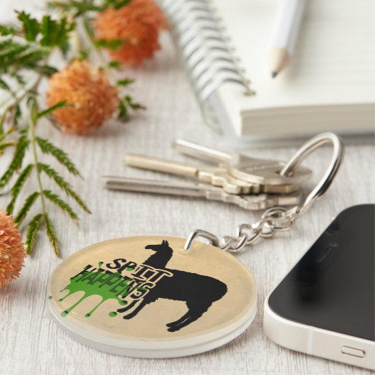 おもしろいなラマのミームのつばは起こります キーホルダー (正面右)