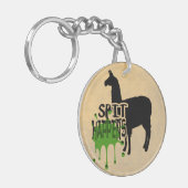 おもしろいなラマのミームのつばは起こります キーホルダー (正面左)