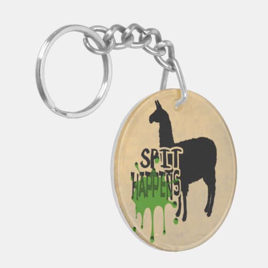 おもしろいなラマのミームのつばは起こります キーホルダー (正面左)