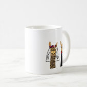 おもしろいなラマの新郎新婦の結婚式の芸術 コーヒーマグカップ (正面右)