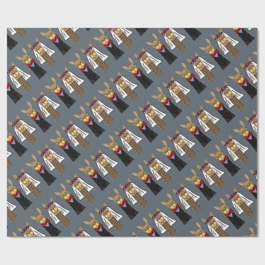 おもしろいなラマの新郎新婦の結婚式の芸術 ラッピングペーパー (フラット)