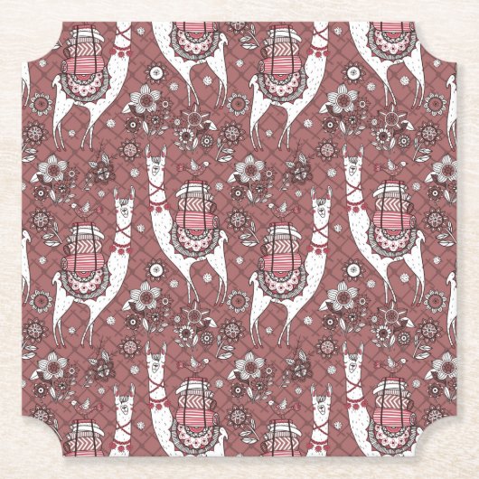 おもしろいなラマパターン ペーパーコースター (正面)