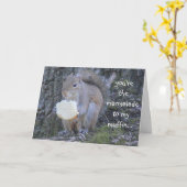 おもしろいなリス、私のマフィンへのマーマレード、私は恋しく思います カード (黄色い花)