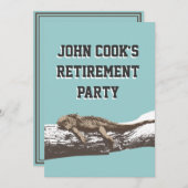 おもしろいなリラックスしたイグアナの退職パーティー 招待状 (正面/裏面)