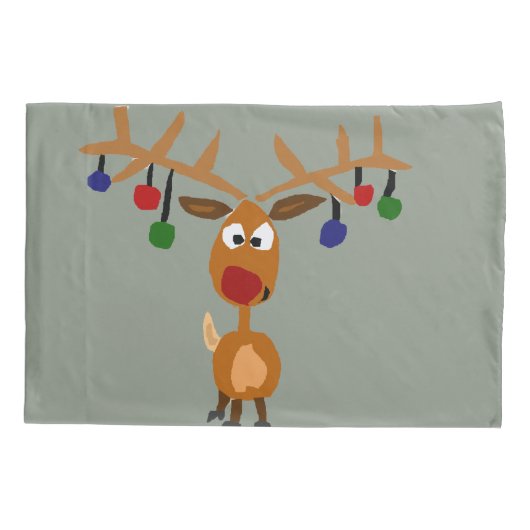 おもしろいなルドルフのトナカイのクリスマスの枕カバー 枕カバー (裏面)