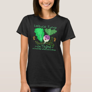 おもしろいなレタスのカブのタイムの野菜しゃれの漫画 Tシャツ