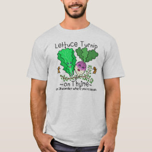 おもしろいなレタスのカブのタイムの野菜しゃれの漫画 Tシャツ