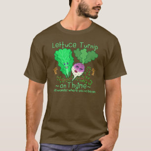 おもしろいなレタスのカブのタイムの野菜しゃれの漫画 Tシャツ