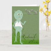 おもしろいなレッドネックのエイリアンの挨拶状 カード (黄色い花)