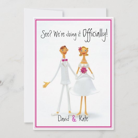 おもしろいなレトロのかわいくユーモアのあるな結婚式招待状 招待状 (正面)